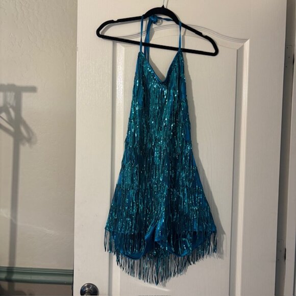 NEW Sequin Fringe Romper, Sparkly Glitter Metallic romper For Women SZ S - Picture 5 of 9